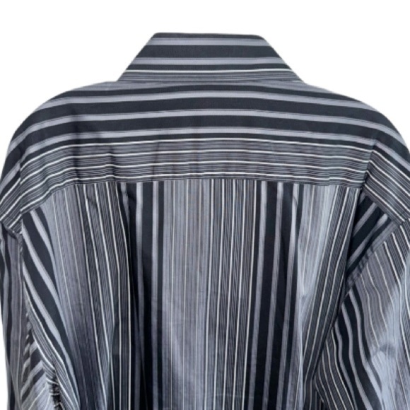 Bugatchi Uomo Black Stripe Shirt XXL Pocket Extra long - Picture 4 of 12